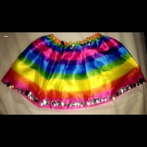 Costume Rave Festival Rainbow Rhinestone Skirt!